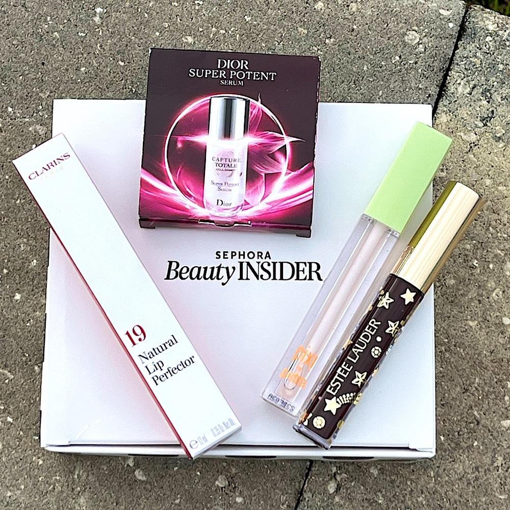 NWT Makeup Bundle.2 Lip Glosses in Clear and Plum, Rose Lip Perfector Dior Serum